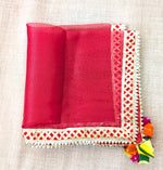 Load image into Gallery viewer, Organza squaresthal cover chowki cover or however you want to use with beautiful work. 18inches X 18 inches,   C
