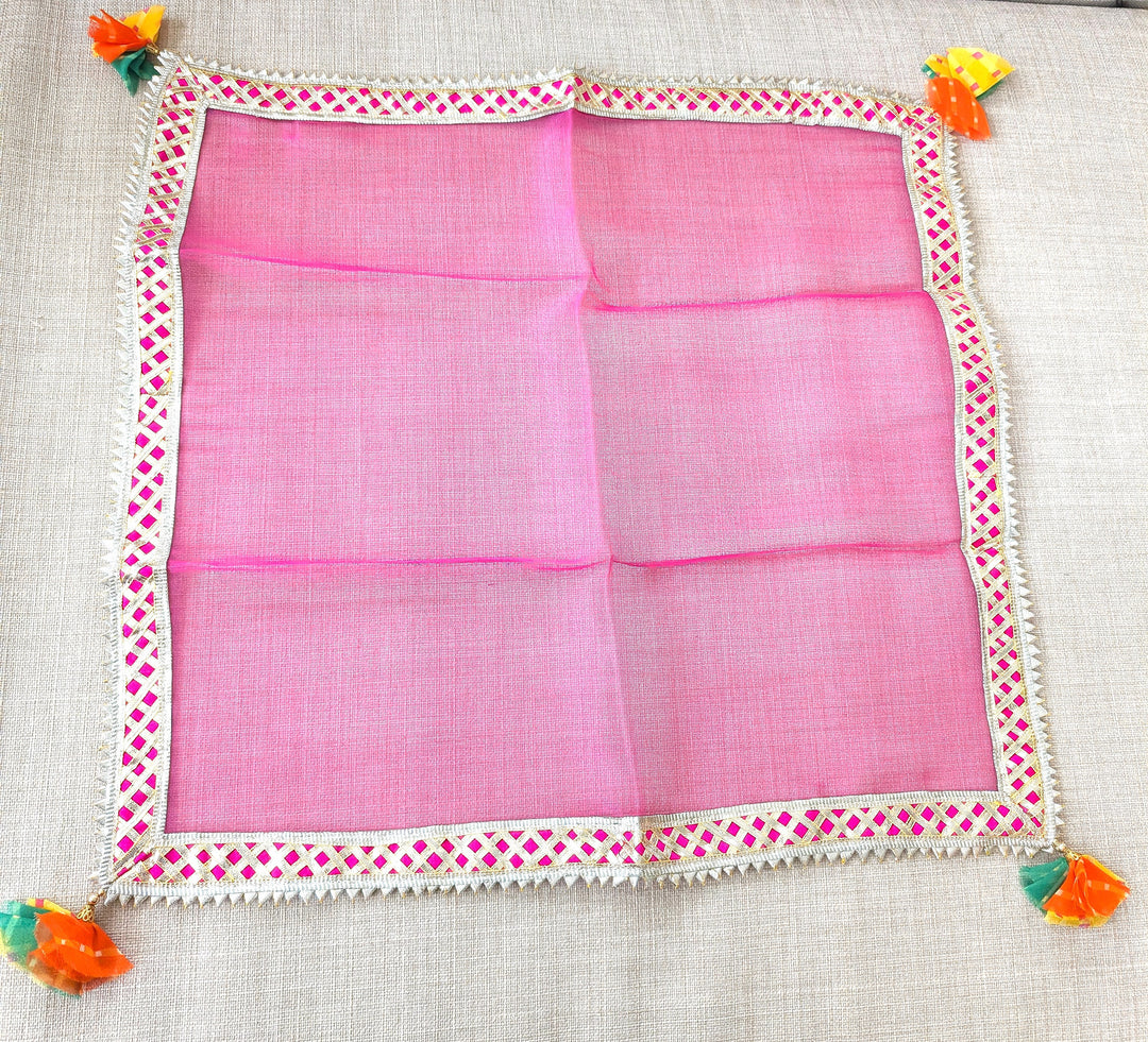 Organza squaresthal cover chowki cover or however you want to use with beautiful work. 18inches X 18 inches,   C